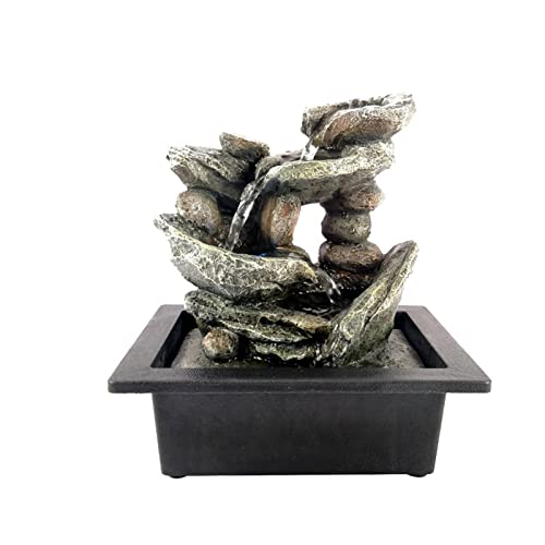 ATORSE® Waterfall Fountains Tiered Cascading Rock Falls Tabletop Water Fountain