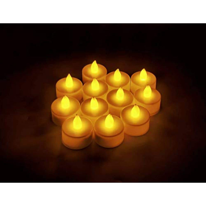 Satyam Kraft Led Tea Light Candle Diya for Diwali Decoration -Yellow (Box Of 24)