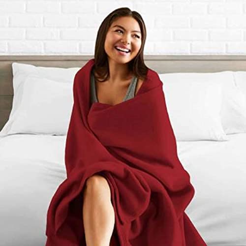 Neekshaa All Season Solid/Plain Light Weight Polar Fleece Single Bed Blanket (152 x 228 cm, Red)