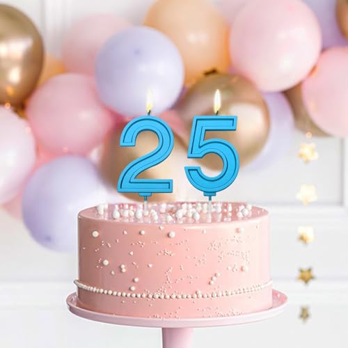 Blue 5 Number Birthday Candle for Cake, 2.76 Inch Number Cake Candles for Wedding Anniversary Decoration Happy Birthday Party Celebration