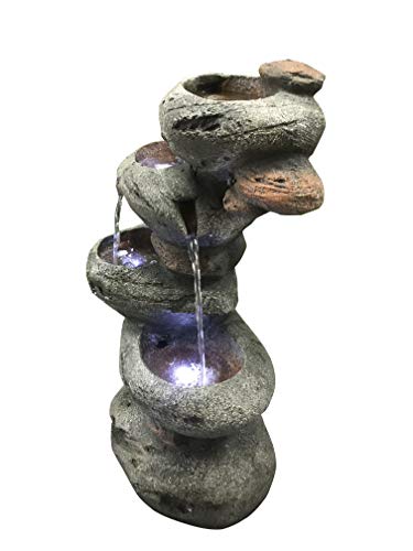 4-Tier Stone Fountain with 3 Cool White LED Lights