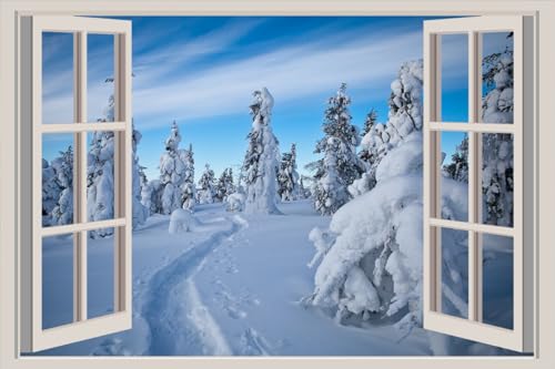 JVERF - JZZA20656 Finland Winter| Self-Adhesive Open Window Wall Sticker