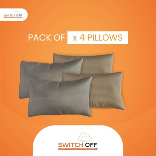 Switch-off Smart Adjustable Mush Color Pillow,Discover The Perfect Pillow for Your Best Night's Sleep (17X27Inch) (Pack of 6, Beige and Grey)