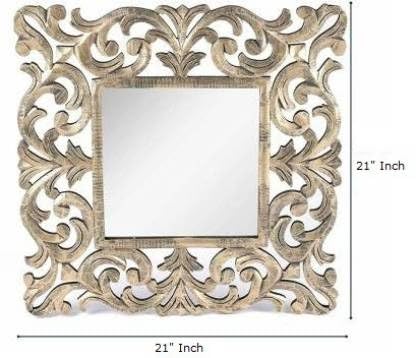 Vas Collection MDF Mirror Frame (Square) Fro Wall Decor,Bedroom,Living Room,Bathroom & Hallway (Golden Antique)