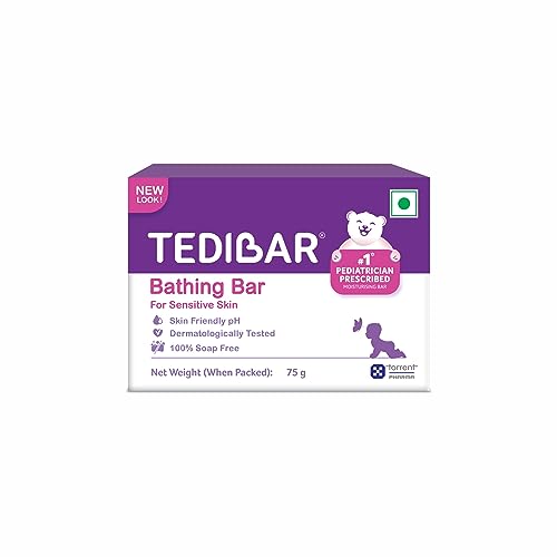 Tedibar Moisturising Baby Bathing Bar 75g(Pack of 1) with Skin Friendly PH|100% Soap Free|Prevents Dryness & Rashes|Dermatologically Tested - By Torrent Pharma