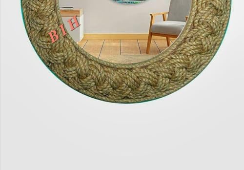 Big international handicraft Hand oprated Well Mounted Home Decor Jute Rope Mirror (Round, 24,inch)