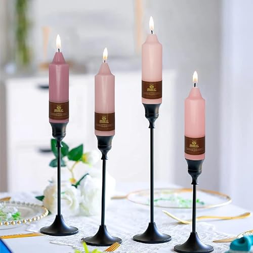 Taper Candles Pack of 4 Pink Gradient Candlesticks 5inches Short Tapered Candle - Handmade Unscented Smokeless for Home Centerpieces Decoration Holiday Wedding Party Gift