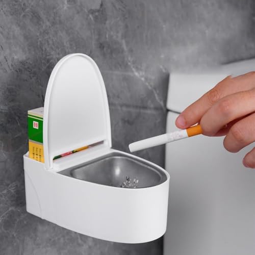 Sevia Toilet Shaped Ashtray Ashtray Travel Ash Tray Cigarett e Bin Cigarett e Receptacle Ash Can Light Luxury Boxes for Home, Bathroom, Living Room, Outdoor for Smokers