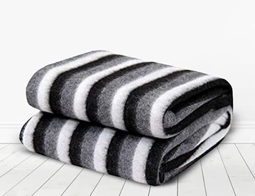 Goyal's ® Black and White Stripe Single Bed AC Fleece Blanket (Size :Single :60X90 Inch) Pack of 2