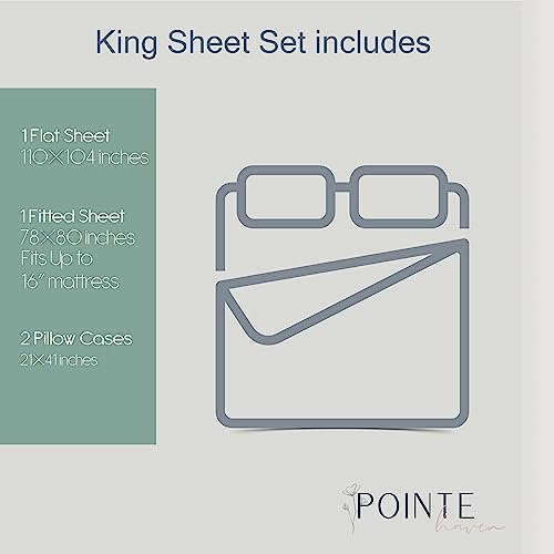 Pointehaven Flannel Deep Pocket Sheet Set with Oversized Flat Sheet, King, Penguin