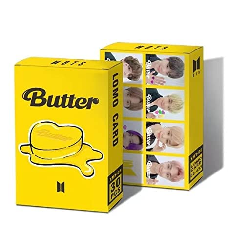 Blue Aura BTS Photocard Merchandise - Gift Collection, Wall Decor, Birthday Decoration Items Jimin V Namjoon Jungkook Jin Suga Jhope & Ot7 Lomo Cards - 30 (Butter Full Yellow)