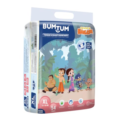 Bumtum Chota Bheem XL Baby Diaper Pants, 54 Count, Leakage Protection Infused With Aloe Vera, Cottony Soft High Absorb Technology (Pack of 1)