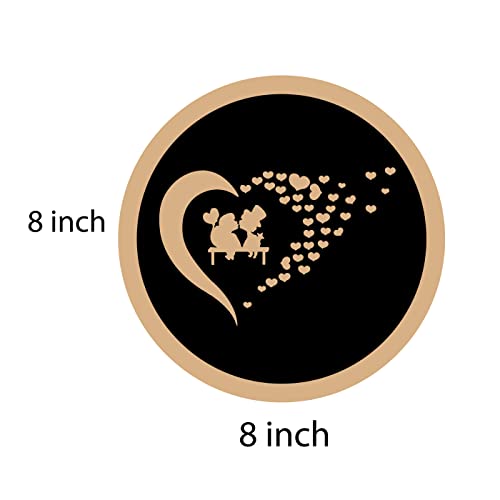 DOTME Love Couple Wooden With Vinyl Sticker Decorative Design Wall Décor For Home Couple Bedroom Living Hall DIY Art 8 INCH (Black)