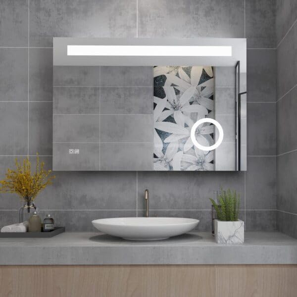 TINITALO Bathroom LED Mirror Home Mirror Wall Mirror with Touch Sensor, 3 Light Effects, Glass, Rectangular LED-39 (24 x 36 Inch)