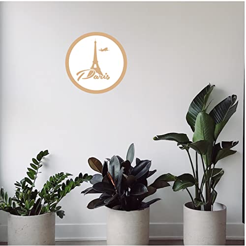 DOTME Eiffel Tower Wooden With Vinyl Sticker Decorative Design Wall Décor For Home Kids Bedroom Living Room Hall DIY Art 8 INCH (White)