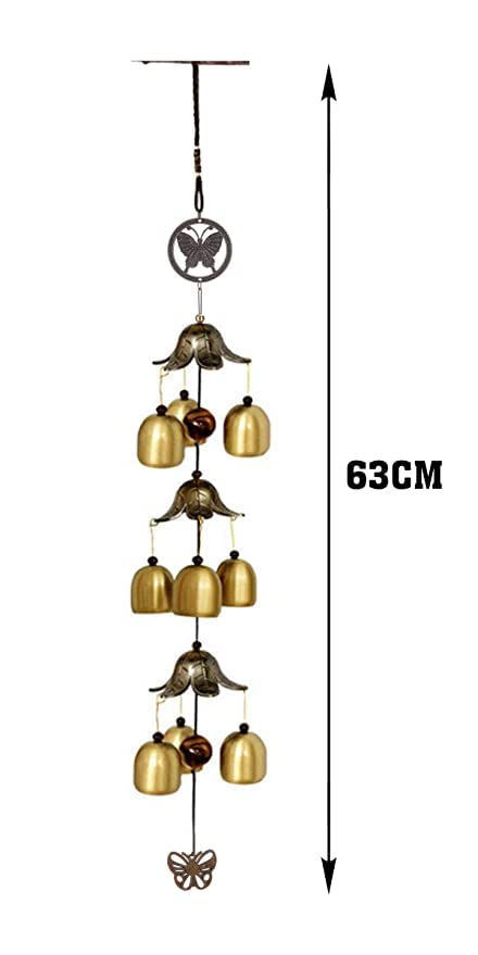 SETHI TRADERS | Metal Wind Chimes for Home Balcony Garden Positive Energy, Home Decor Hanging Long Brass Bells Gifts for Loved Ones 9 Bells