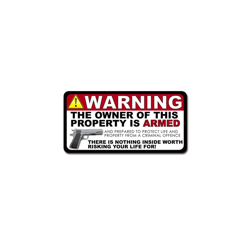 GADGETS WRAP Wall Decal Vinyl Sticker Wall Decoration - Warning The Owner of This Property is Armed