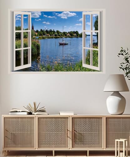 JVERF - JZZA22216 Germany Rivers Church Boats Havel Clouds| Self-Adhesive Open Window Wall Sticker