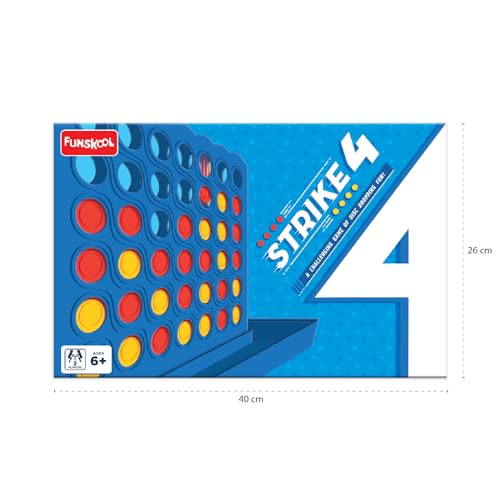 Funskool Games - Strike 4, Classic disc Dropping Game, Get 4 in a Row, Connect Game, 2 Players, 6 & Above