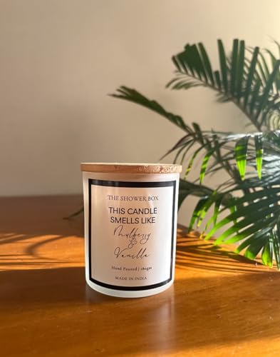 The Shower Box Mulberry & Vanilla Scented Frangrance Jar Candle with Wooden Lid | Soy Wax | Two Wick |180 Gram |