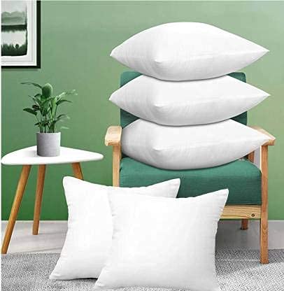 LASER WINGS Cotton Cushion, 24 x 24 Inches, White, Set of 5