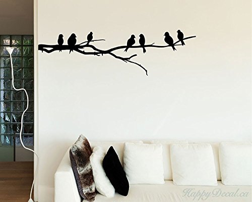 Asmi Collections Wall Stickers Beautiful Birds On a Tree Branch - Black