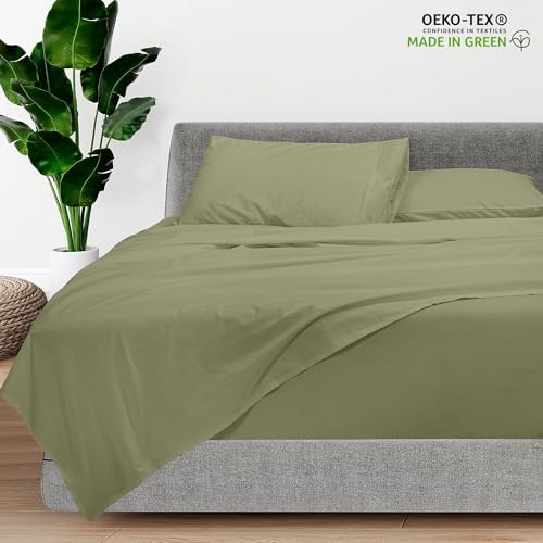 Royale Linens - 4 Piece Full Bed Sheet - Soft Brushed Microfiber 1800 Bedding Set - 1 Fitted Sheet, 1 Flat Sheet, 2 Pillow case - Wrinkle & Fade Resistant Luxury Full Size Sheet Set (Full, Sage Green)