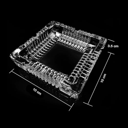 Red Champion Square Glass Ashtray - Modern Elegant Design Misti Crystal Cigar & Cigarette Ashtray, Best Decorative Tabletop for Indoor Outdoor Home Office