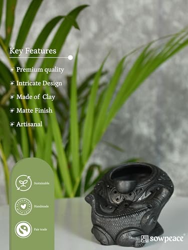 Mayii - Dual-Fired Terracotta Crocodile Ashtray Sculpture showpiece, set of 1 Premium Terracotta made Tabletop home decor for living room and gifting(9 cm,Black)