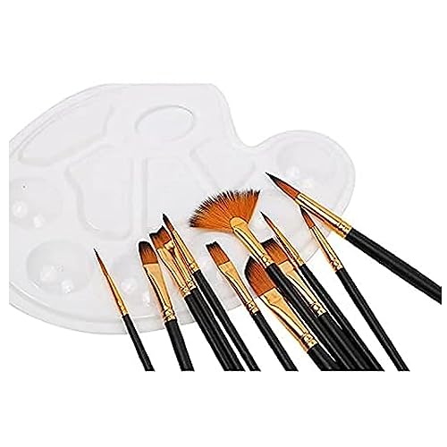 Eclet Craft Painting Brushes Set of 12 Professional Round Pointed Tip Nylon Hair Artist Acrylic Paint Brush for Acrylic/Watercolor/Oil Painting(N)