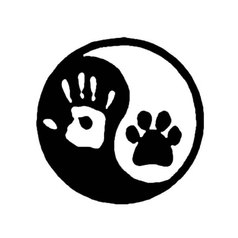 GADGETS WRAP Vinyl Wall Decal Sticker Yin Yang Human Hand Dog Paw Hunter