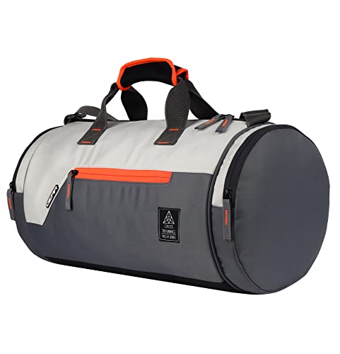 Gear Polyester Cross Training 22L Medium Water Resistant Travel Duffle Bag/Gym Bag/Sports Duffle For Men/Women - Grey Orange, 23.5 x 74 x 23.5 Centimeters