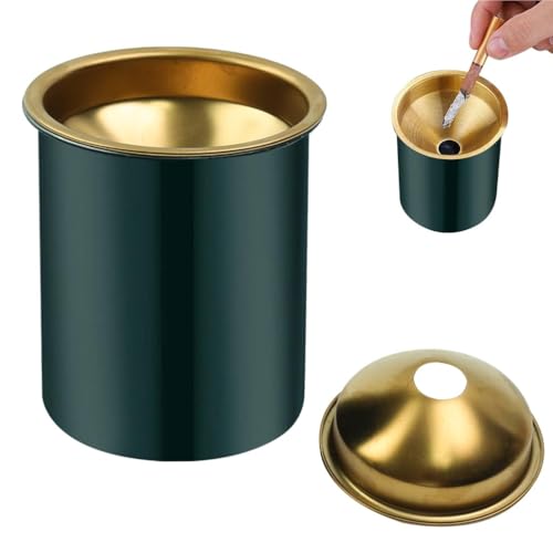 Blenzop Car Ash Tray Stainless Steel Ashtray, Green Windproof Ashtray with Funnel Lid, Car Ash Tray Table Ash Tray for Home Office