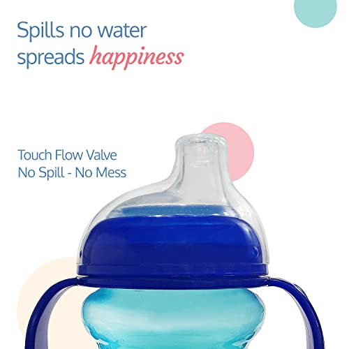 LuvLap Moby Little Spout Sipper for Infant/Toddler, 240ml, Anti-Spill Sippy Cup with Soft Silicone Spout BPA Free, 6m+ (Blue)