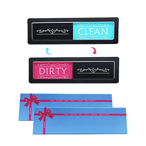 Dishwasher Magnet Clean Dirty Sign 2 Pack, MOONOON Magnetic and Sticky Indicator for Kitchen Office Dishwashers,Washing Machine, Refrigerator Magnets