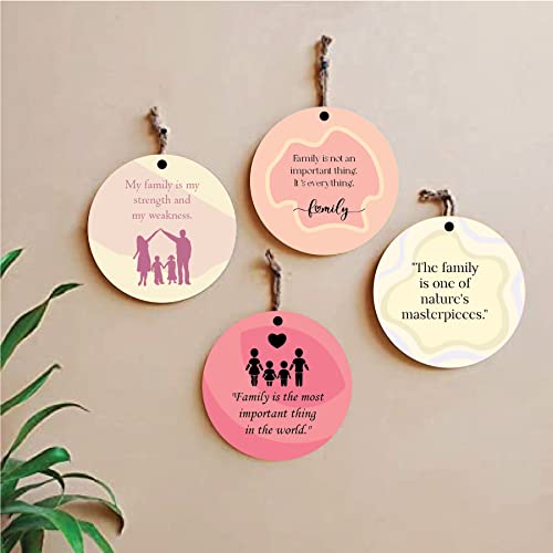 woopme® 4 PCs Family Quotes Printed Wall Hanging For Home Living Room Office Hall Wall Decor (8 x 8 Inch)