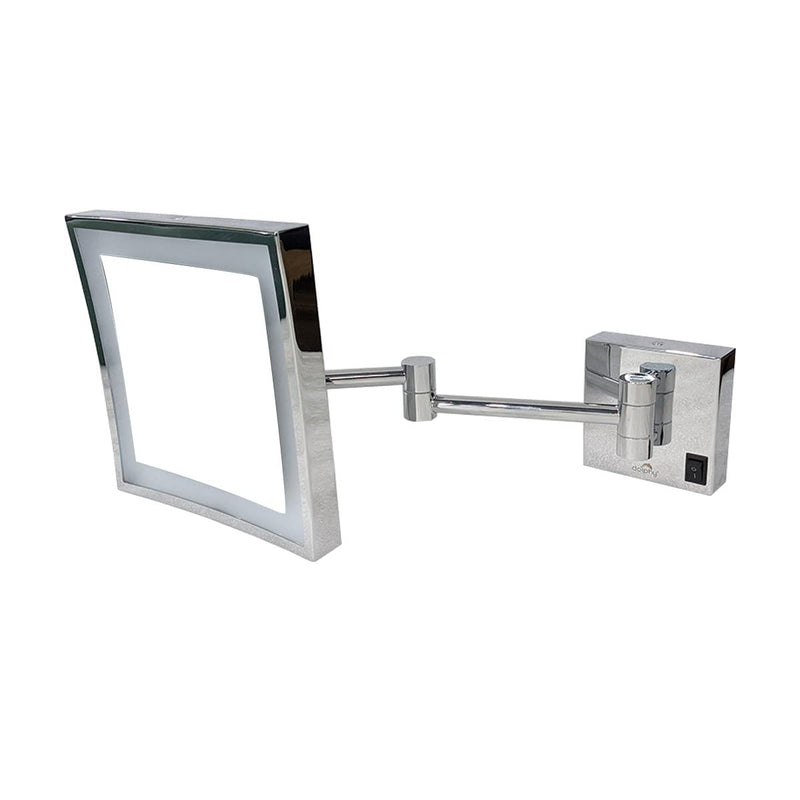 DOLPHY One Side 3X LED Lighted Magnifying Wall Mounted Square Vanity Mirror 8 inch