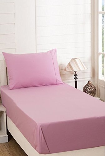 Shri Anand Creations Cotton Bedsheet Sheet Pink for Single Bed