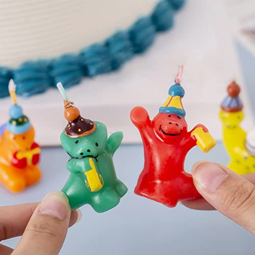 Dinosaur Birthday Candles, Cute 3D Dino Themed Birthday Cake Candles Cake Toppers Party Cake Decorations - Set of 4