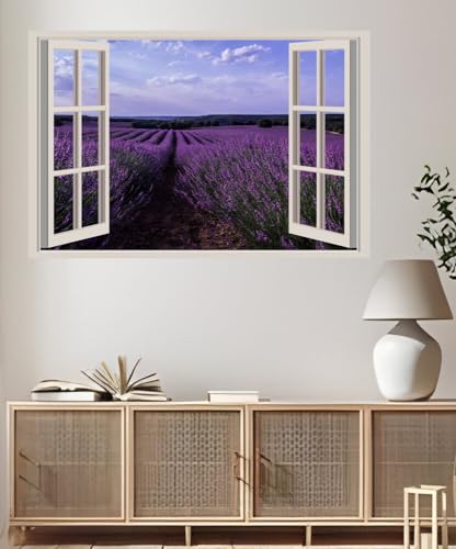 JVERF - JZZA28730 Spain Scenery Fields Lavandula Malacuera| Self-Adhesive Open Window Wall Sticker