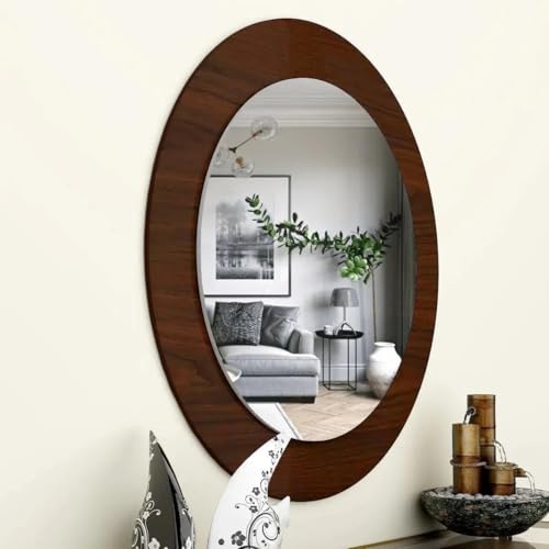 Decorative Round Wooden Wall Mirror Stylish and Elegant Home Accent for Any Room