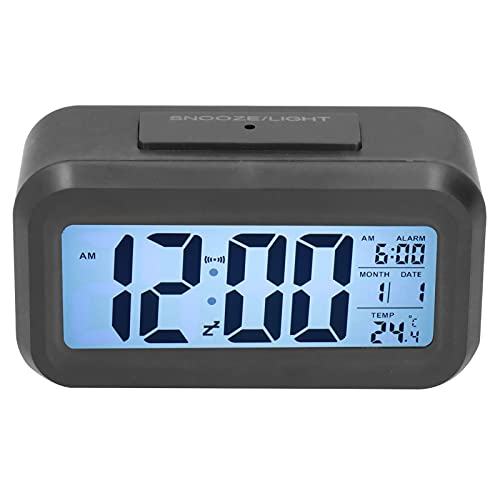 Office Desk Decor, LCD Screen Display ABS High Sensitivity Modern Clock for Office for Home(Black)