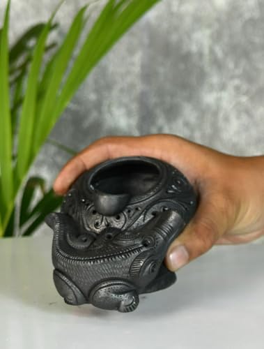 Mayii - Dual-Fired Terracotta Crocodile Ashtray Sculpture showpiece, set of 1 Premium Terracotta made Tabletop home decor for living room and gifting(9 cm,Black)