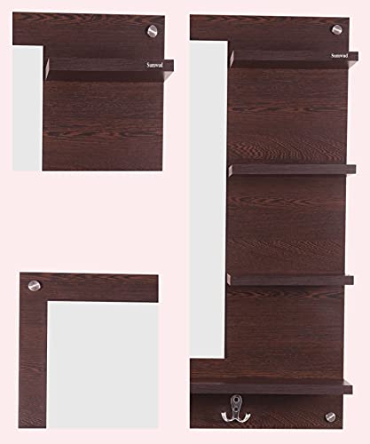 SUMWUD Bloza Engineered Wood Wall Mounted Dressing Mirror with Shelves Wenge