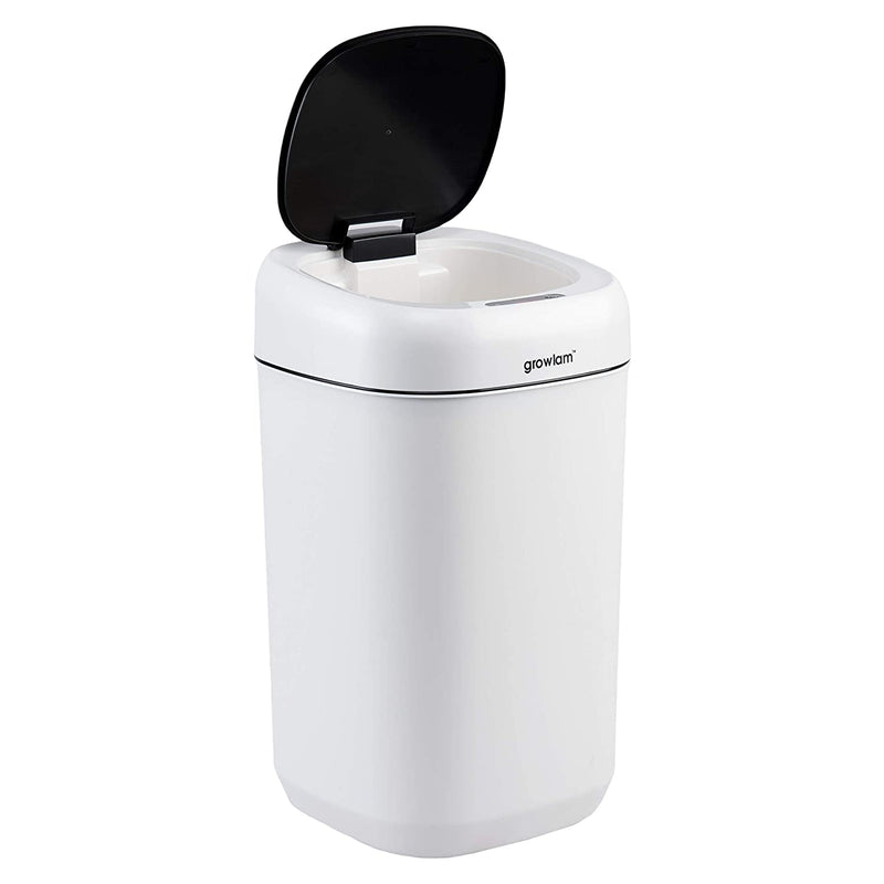 Growlam Motion Sensor Waste BIN with Lid, Automatic Waste dustbin, Hygienic, Sensor Bin Touchless Rectangular Trash Can for Bathroom, Bedroom, Room, Home, Kitchen, and Offices (9, White)