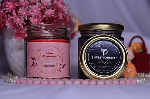 Be Fashionholic Scented Soy Wax Candle 4X300gms Each, 75 Hrs | Aromatherapy Candle for Home Decor and Gift Set | Handcrafted, Smoke-Free, 100% Soy Wax (Lavender, Lemongrass, Rose and Chocolate)