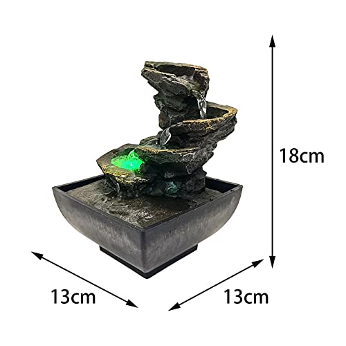 ATORSE® Indoor Tabletop Fountain Waterfall Resin with Led Lights for Desk Garden Style A