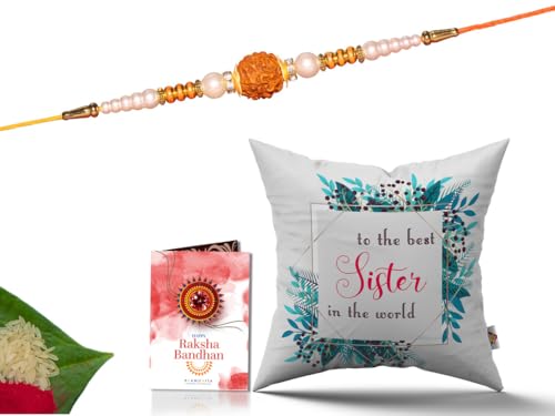 Pillow Rakhi for Brother with Gift - Rakhi with Rakhi Cushion with Filler Greeting Card- Rakhi for Brother, Gifts for Brother, Gifts for Rakhi, Gifts for Rakshabandhan Rakhi Gifts-CH-SIS-25-PB