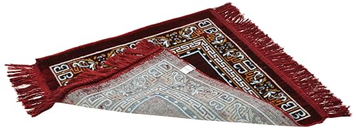 Amazon Brand - Solimo Velvet Aasan Mat for Pooja | Prayer or Meditation | Set of 2 | 50x50 cm (Maroon)