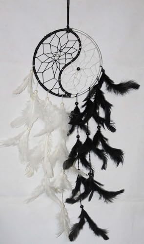 001 Dream Catcher Brass, Cotton Windchime (12 inch, Black, White)